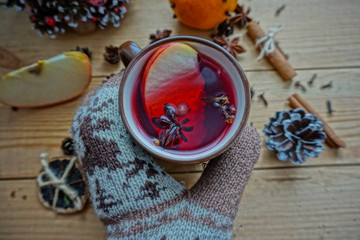 christmas still life with mulled wine. Christmas mulled wine