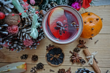 christmas still life with mulled wine. Christmas mulled wine