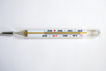 Medical thermometer isolated on white background. Health concept. Epidemic coronavirus 2019-nCoV.