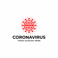 Trendy abstract modern professional covid-19 corona virus and world logo design vector template. Covid 19 icon design for business or corporate identity.