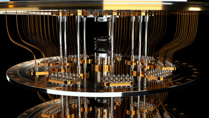 quantum computer black background closeup