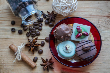 chocolate cake with nuts and raisins. Egypt sweets