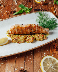 fish steak on a plate