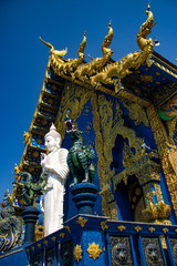 A beautiful view of Wat Rong Suea Ten, the Blue Temple at Chiang Rai, Thailand.