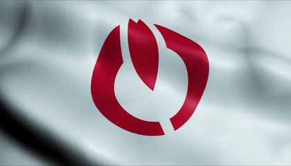 Fototapeta premium 3D Waving Japan City Flag of Koganei Closeup View