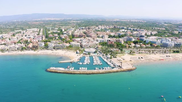 The city of Salou taken from a height by a quadrocopter 