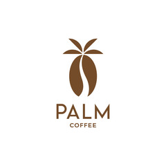 Palm tree + coffee. Palm coffee. Logo icon vector creative.