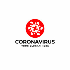 Creative circle covid-19 corona virus with doctor symbol logo design vector template. Covid 19 icon design for business or corporate identity.