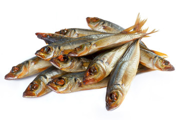smoked horse mackerel isolated on a white background