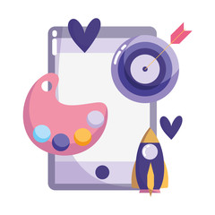 people creativity technology, smartphone digital idea target solution