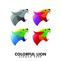 colorful head lion logo design