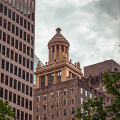 Architectural building with columns in downtown Houston, Texas