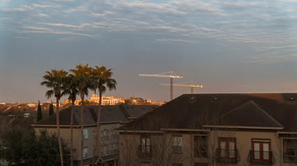 Fototapeta na wymiar Construction and cranes near downtown Houston, Texas