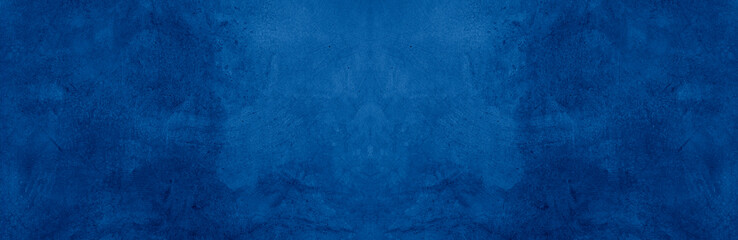 Old wall pattern texture cement blue dark abstract  blue color design are light with black gradient background.