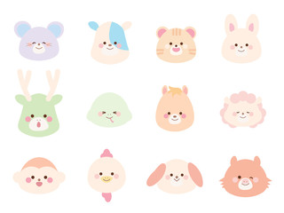 十二支のイラストセット　カラー　線なし