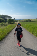 mature woman doing trekking