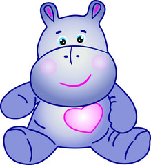 Cartoon hippo hand-drawn on a white background - vector clipart
