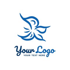 Abstract Blue Butterfly Logo Template