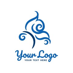 Abstract Blue Butterfly Logo Template