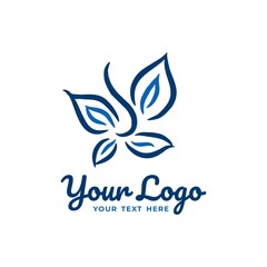 Abstract Blue Butterfly Logo Template