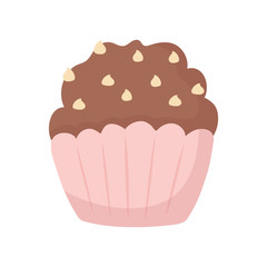 chocolate cupcake dessert isolated icon white background