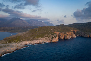 Fototapeta premium Ag. Kiriaki cliff. Rock mountains near Mezapos , Mani, Laconia, Peloponnese, Greece