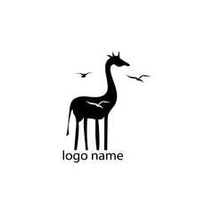 giraffe & bird vector illustration of black logo design