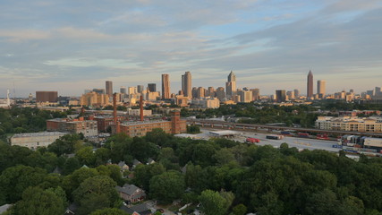 Fototapeta na wymiar Atlanta Georgia Aerial Shots of Old Fourth Ward and Downtown Atlanta
