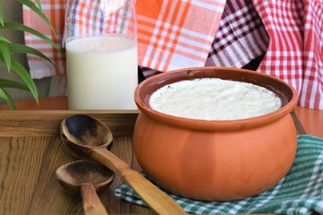 homemade organic yogurt fermented in casserole