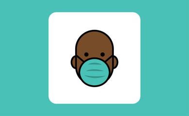 Medical face protection mask icon. Man using protective surgical mask for coronavirus prevention. Linear art vector.