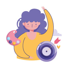 Naklejka premium people creativity technology, girl target artistic palette color idea