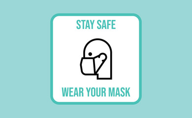 Man icon with medical face protection mask. Protective surgical mask for coronavirus prevention. Linear art vector.