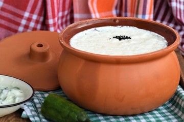 
homemade organic yogurt fermented in casserole