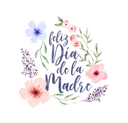 Mother's day spanish watercolor flower card
