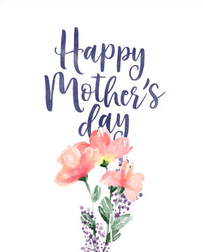 Mother's day watercolor pink flower card
