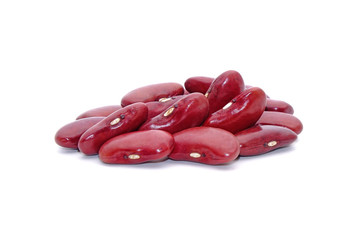 Red kidney beans isolated on white background. In Traditional Chinese Medicine Kidney Beans are known for tonify blood and tonify yin, help to clear heat, resolve dampness, and regulate water.