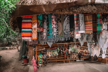 Fototapeta na wymiar Ancient Mexican-themed souvenir shop at a tourist spot.