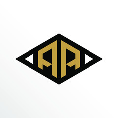 Initial Letter AA Geometric Abstract Diamond Shape Logo Design