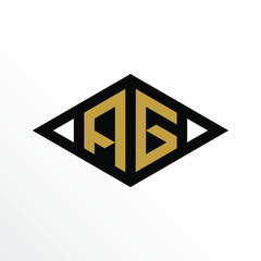 Initial Letter AG Geometric Abstract Diamond Shape Logo Design