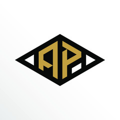 Initial Letter AP Geometric Abstract Diamond Shape Logo Design