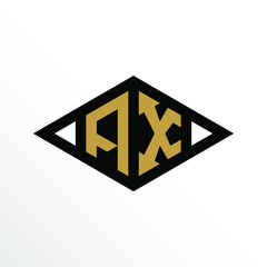 Initial Letter AX Geometric Abstract Diamond Shape Logo Design