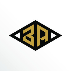 Initial Letter BA Geometric Abstract Diamond Shape Logo Design
