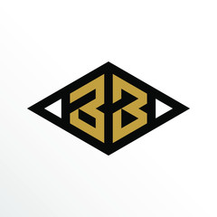 Initial Letter BB Geometric Abstract Diamond Shape Logo Design