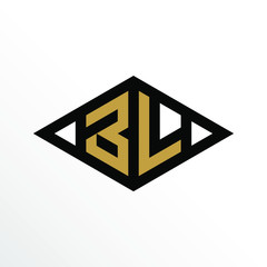 Initial Letter BL Geometric Abstract Diamond Shape Logo Design