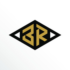 Initial Letter BR Geometric Abstract Diamond Shape Logo Design