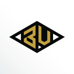 Initial Letter BV Geometric Abstract Diamond Shape Logo Design