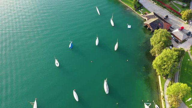 Tegernsee, Germany. Lake Tegernsee in Rottach-Egern (Bavaria), Germany near the Austrian border. Aerial view of the lake "Tegernsee" in the Alps of Bavaria. Bad Wiessee. Tegernsee lake in Bavaria.