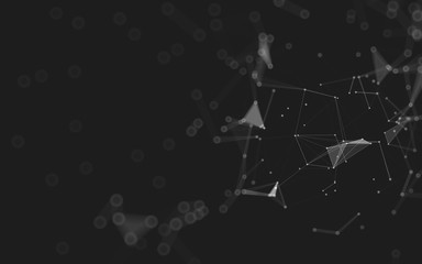 Abstract background. Molecules technology with polygonal shapes, connecting dots and lines. Connection structure. Big data visualization.