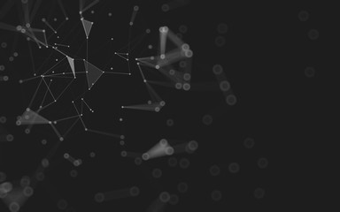 Abstract background. Molecules technology with polygonal shapes, connecting dots and lines. Connection structure. Big data visualization.