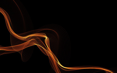 Dark abstract background with a glowing abstract waves